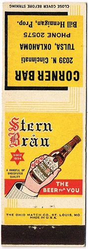 1948 Stern Brau Beer 115mm long IL-SP-9 Corner Bar 2039 N Cincinnati Tulsa Oklahoma