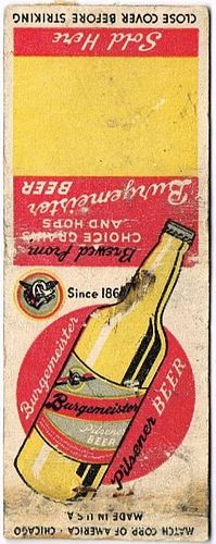 1939 Burgemeister Pilsener Beer IL-WARS-2 No Advertising