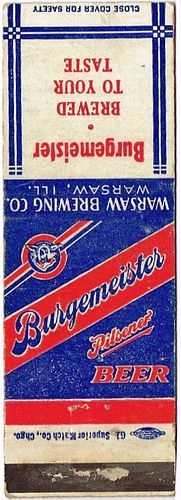 1950 Burgemeister Pilsener Beer 115mm long IL-WARS-4 Self-Advertising