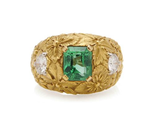 LOUIS FÉRON 18K Gold, Colombian Emerald, and Diamond Ring