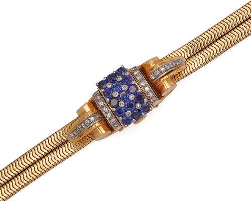 ROLEX 18K Gold, Sapphire, and Diamond Covered Wristwatch