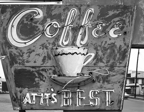 Jim Dow, "Coffee At It's Best" sign. US 11, Pittston, PA 1973