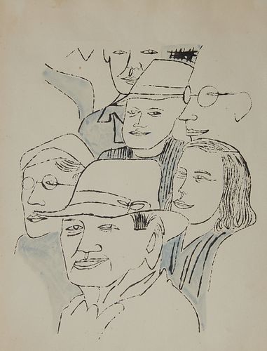ANDY WARHOL, (American, 1928-1987), Six Faces, 1955