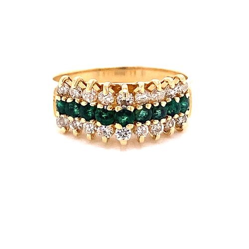 14K Diamond Emerald Ring