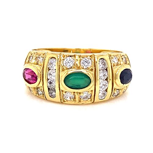 18K Multicolor Diamond Ring