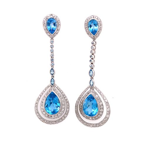 18k Topaz Diamond Drop Earrings