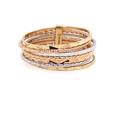 14k Tri Color Stacked Ring