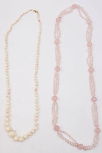  Angel Skin Coral Graduated Beaded Necklace 