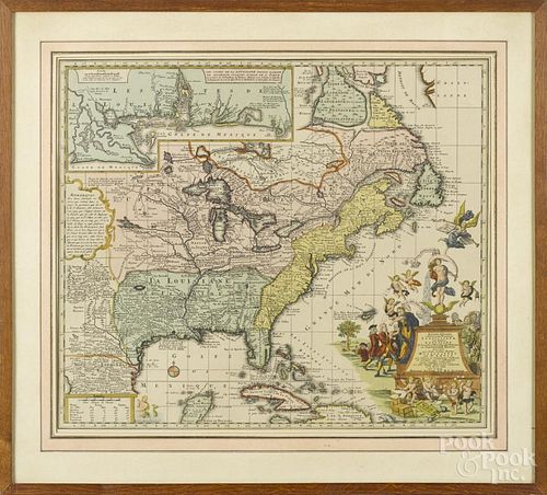 Restrike map of America, 18 1/2'' x 21'', together with a modern print of Boston, 12'' x 18 1/2''.