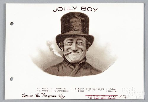 Two Louis Wagner cigar box sample labels, ca. 1900, to include Jolly Boy and Azulado.