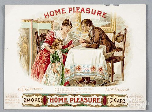 O. L. Schwencke cigar box sample label, ca. 1900, Home Pleasure.