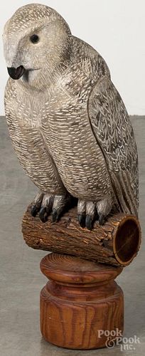Contemporary carved and painted owl, 25 1/2'' h.