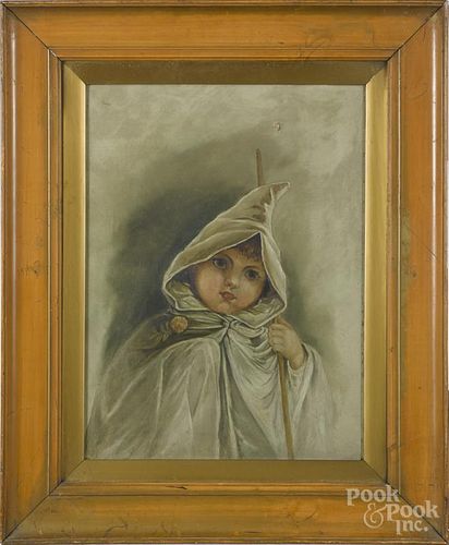 Oil on canvas of a robed boy, late 19th c., 19 1/2'' x 14 1/2''.