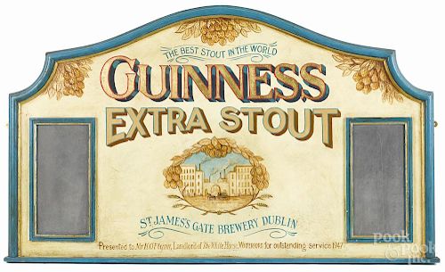 Painted Guinness Extra Stout sign, 39 1/2'' x 66''.