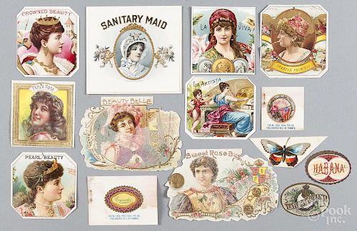 Cigar box labels, ca. 1900, to include Beauty Belle, Sweet Rose Bud, La Artista