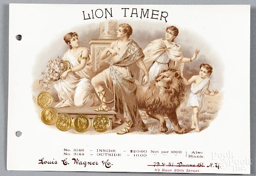 Louis Wagner & Co. cigar box sample label, ca. 1900, Lion Tamer.