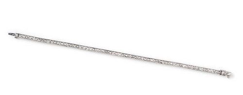 A Platinum and Diamond Line Bracelet, 17.60 dwts.