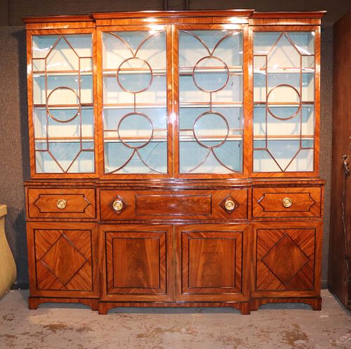 Regency Mahogany and Ebony-Inlaid Bookcase Cabinet