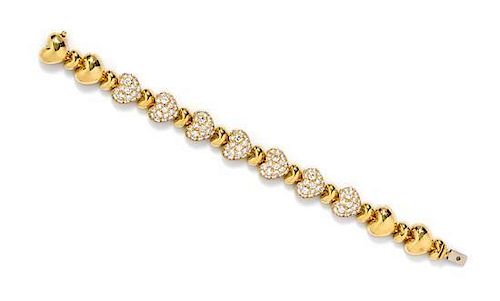 * An 18 Karat Yellow Gold and Diamond Bracelet, 28.60 dwts.
