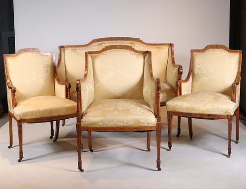 Suite of Edwardian Maple Parlor Furniture