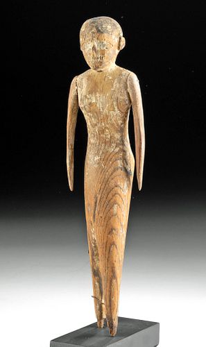 Egyptian Middle Kingdom Wood & Gesso Striding Figure
