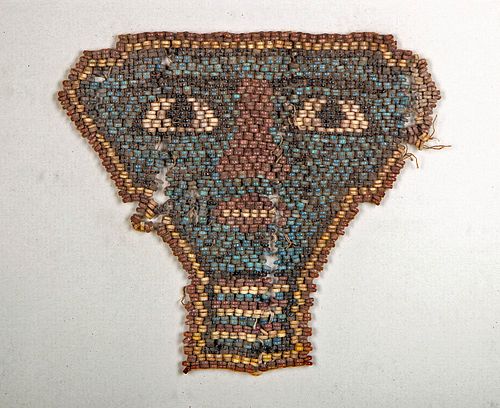 Egyptian Faience Bead Mummy Mask w/ Frame