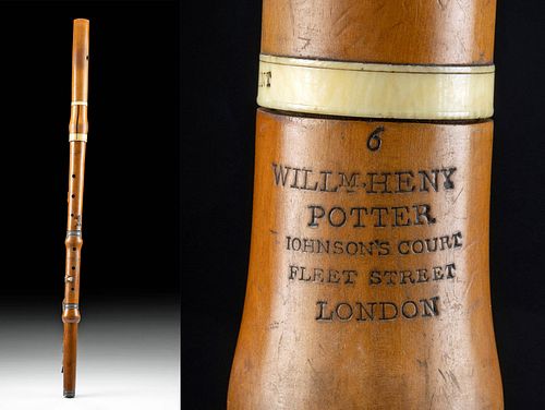 18th C. English Wood, Silver & Ivory Composite Flute