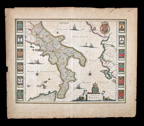 17th C. Dutch Map - Regno Di Napoli by Blaeu