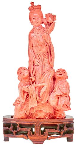  IMPORTANT CARVED CORAL STATUE