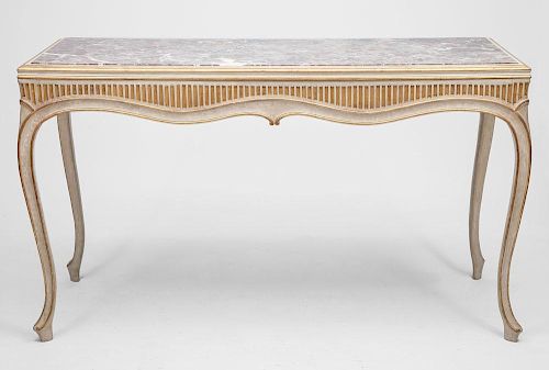 George III Style Cream Painted and Parcel-Gilt Console Table