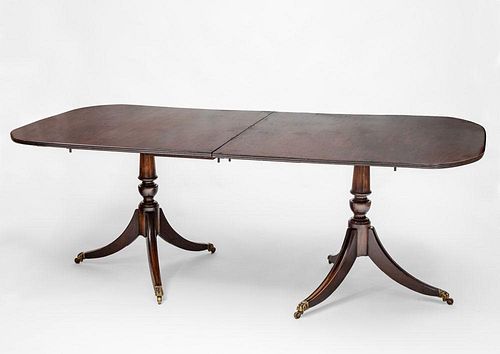 George III Style Mahogany Double-Pedestal Dining Table