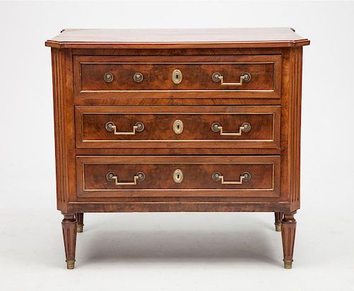 Louis XVI Provincial Brass-Mounted Mahogany Small Commode