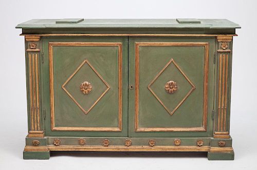 Louis XVI Style Painted and Parcel-Gilt Side Cabinet