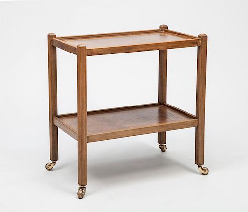 Mahogany and Leather Two-Tier Side Table