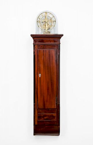 Victorian Brass Clock in Mahogany Hanging Case