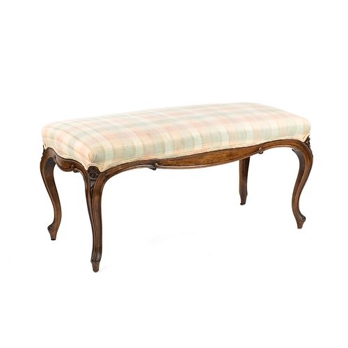 French Provincial Upholstered Wooden Bench