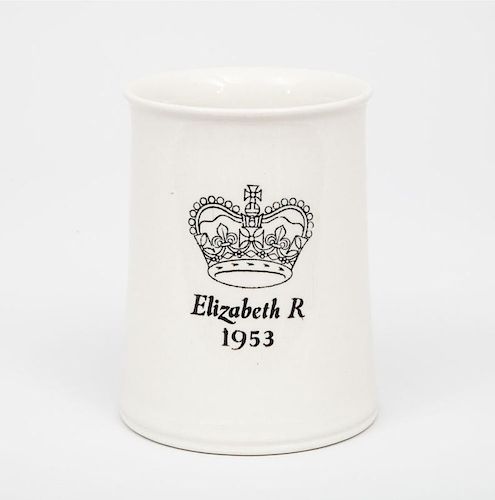 Royal Doulton Ceramic Coronation Mug, Crowned 'Elizabeth R 1953'