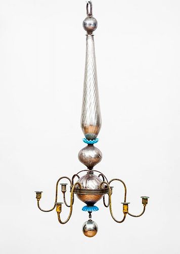 French Mercury Glass and Tôle Chandelier