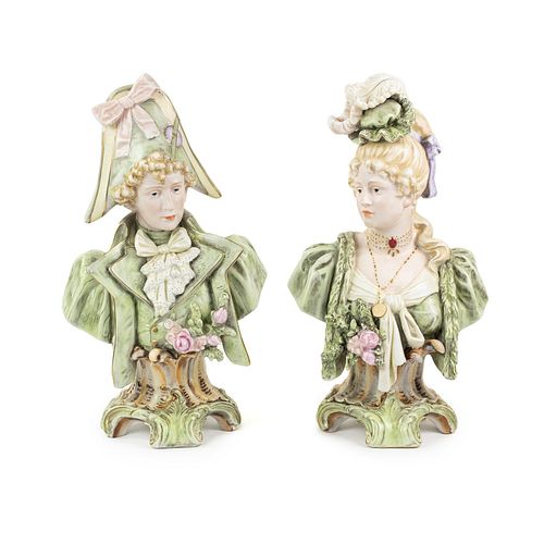 Pair of Arnart Kalk Germany Victorian Porcelain Busts