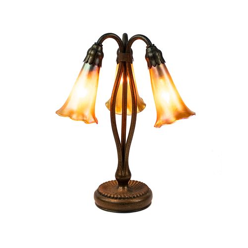 Tiffany L.C.T. Favrile Bronze Tulip Shade Table Lamp