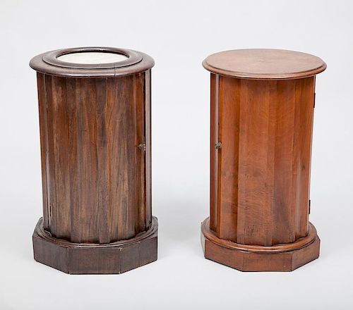 Two Mahogany Fluted Pedestal Pot Cupboards