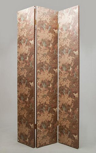 Three-Panel Faux Tapestry Painted Screen