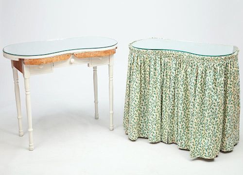 Skirted Dressing Table with Mirrored Top and a White Painted Dressing Table with Mirrored Top