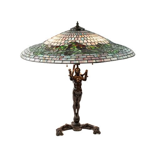 Tiffany Style Male Figural Table Lamp