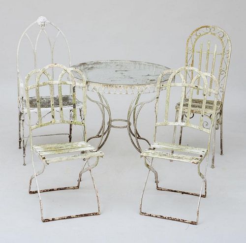 Group of White Painted Metal Garden Furniture