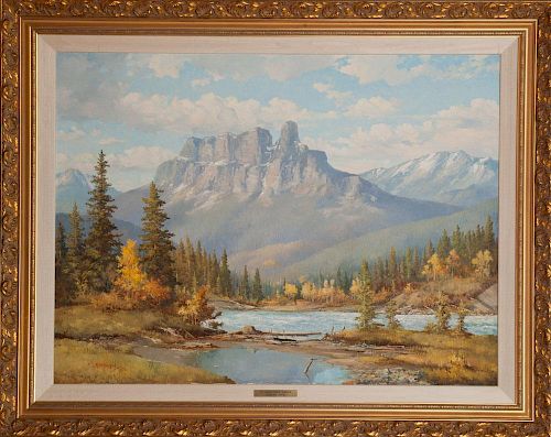 Duncan Mackinnon Crockford (1920-1991): Mt. Eisenhower and Bow River, West of Banff, Alberta