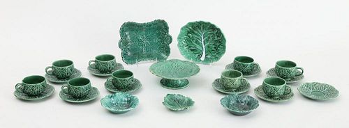Miscellaneous Group of Twenty-Five Green-Glazed Pottery Table Wares