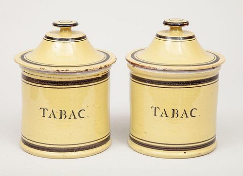 Pair of Ceramic Tobacco Jars with Covers