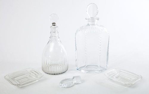 Two Cut-Glass Decanters and Two Cut-Glass Ashtrays