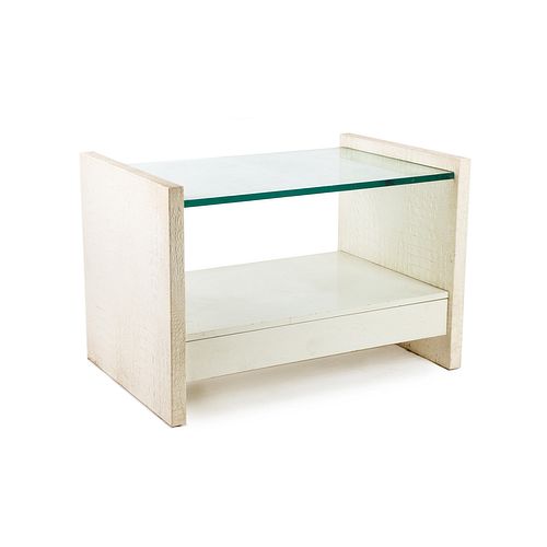 Karl Springer Albino Python Glass Top Side Table